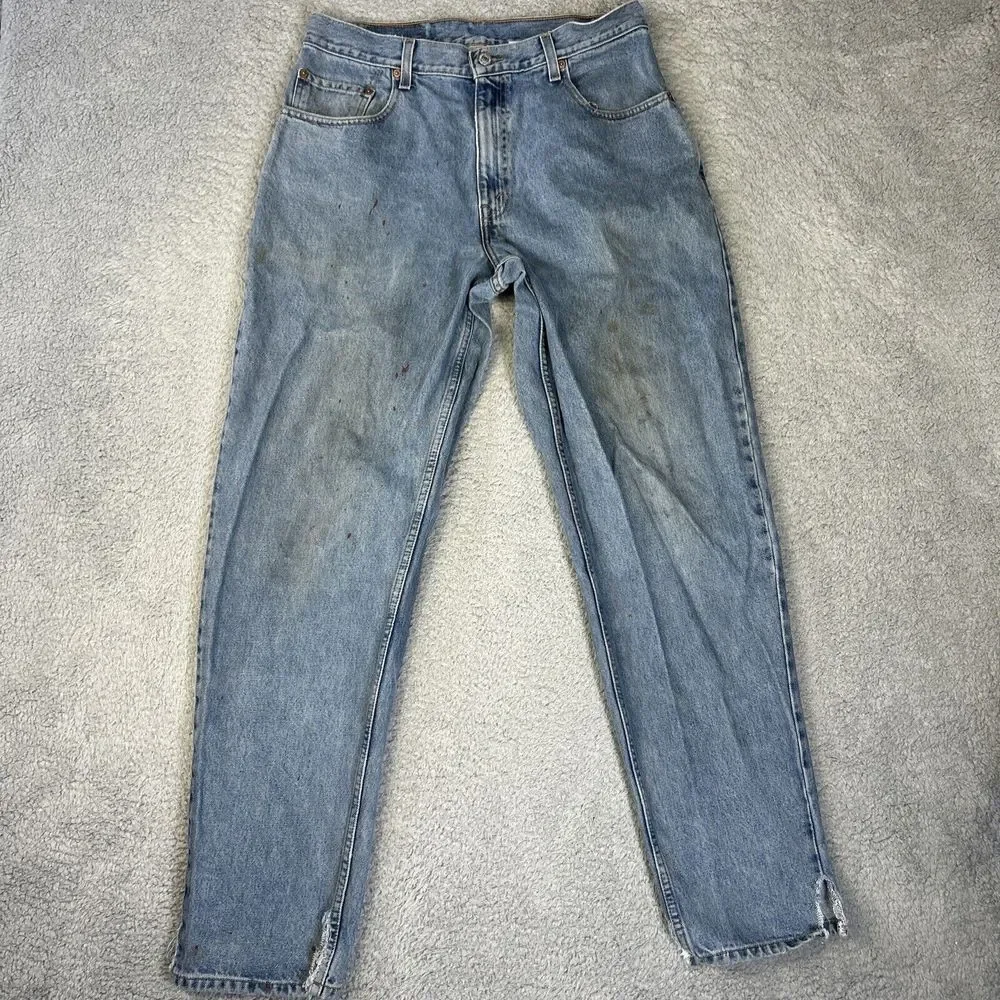 Vintage Levis 550 Jeans Mens 34x34 Blue Denim Pants‎ Paint Stain Distressed Y2K